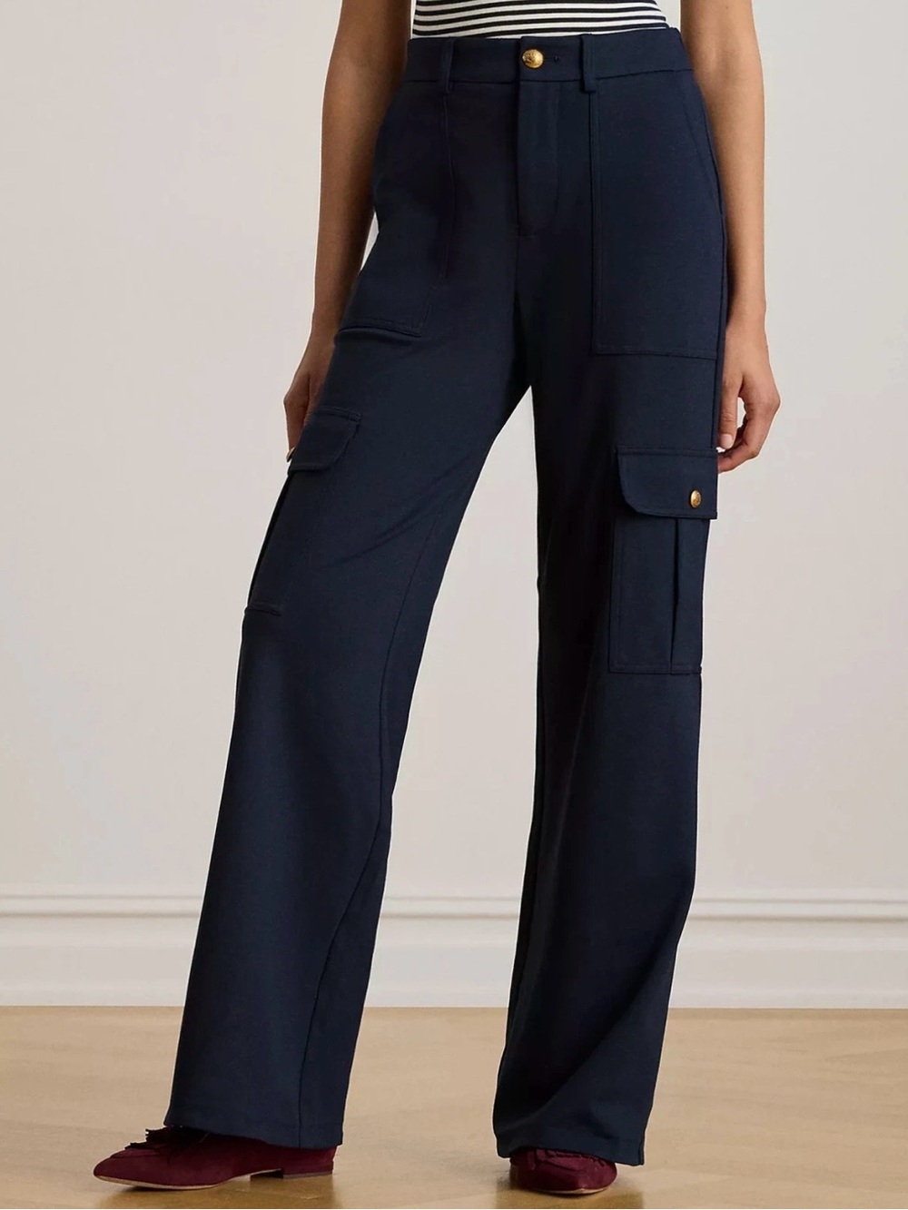 Lauren Ralph Lauren Women’s 18W November Cargo Pants Navy Wide Leg NWT $195